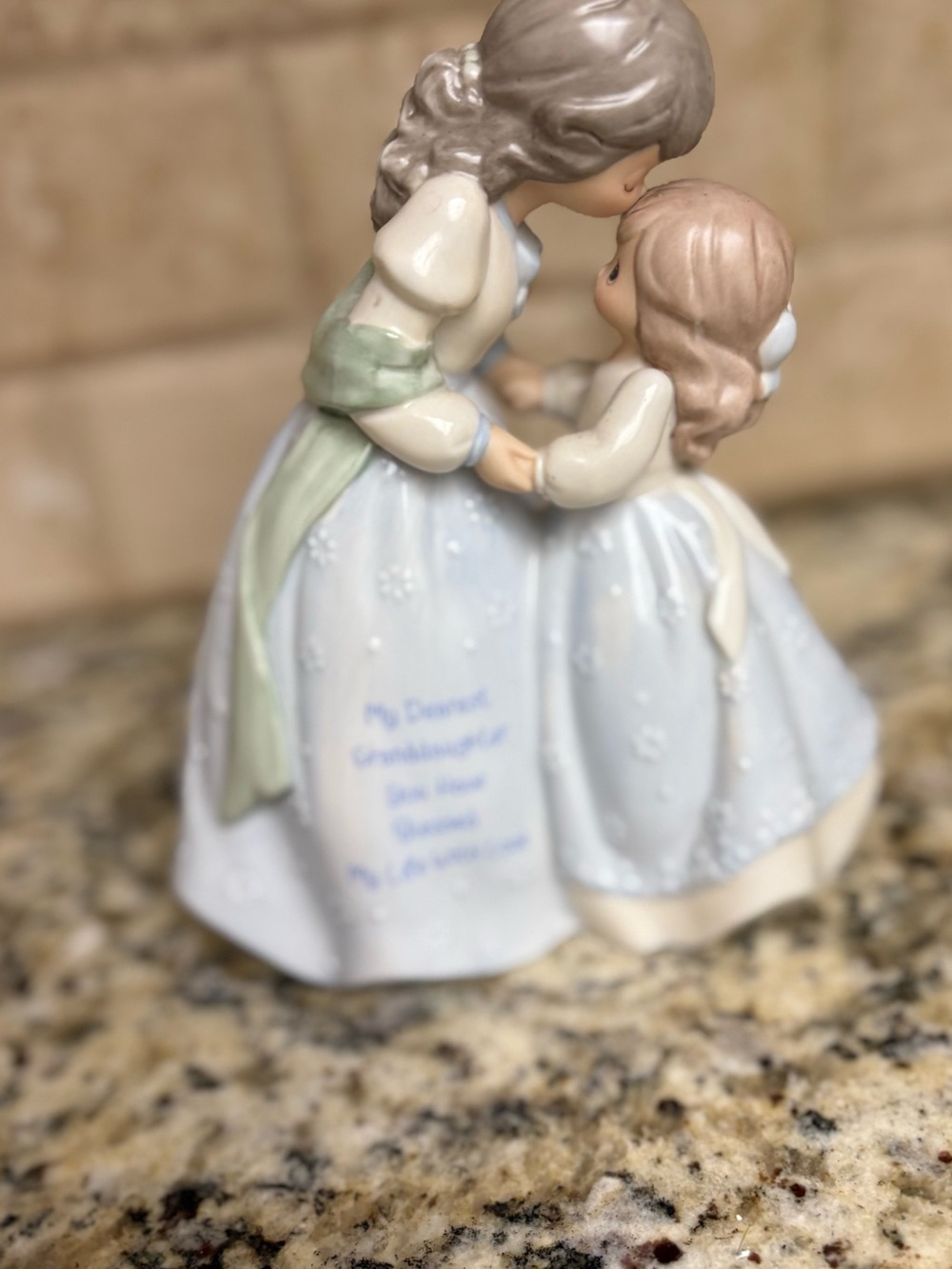 Precious Moments Mother and Daughter Figurine in Light Blue and Green
